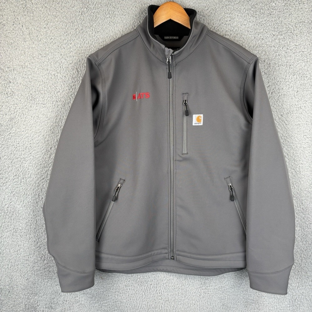 Carhartt Crowley Soft Shell Full Zip Jacket Men Large Gray Rain Defender Relaxed